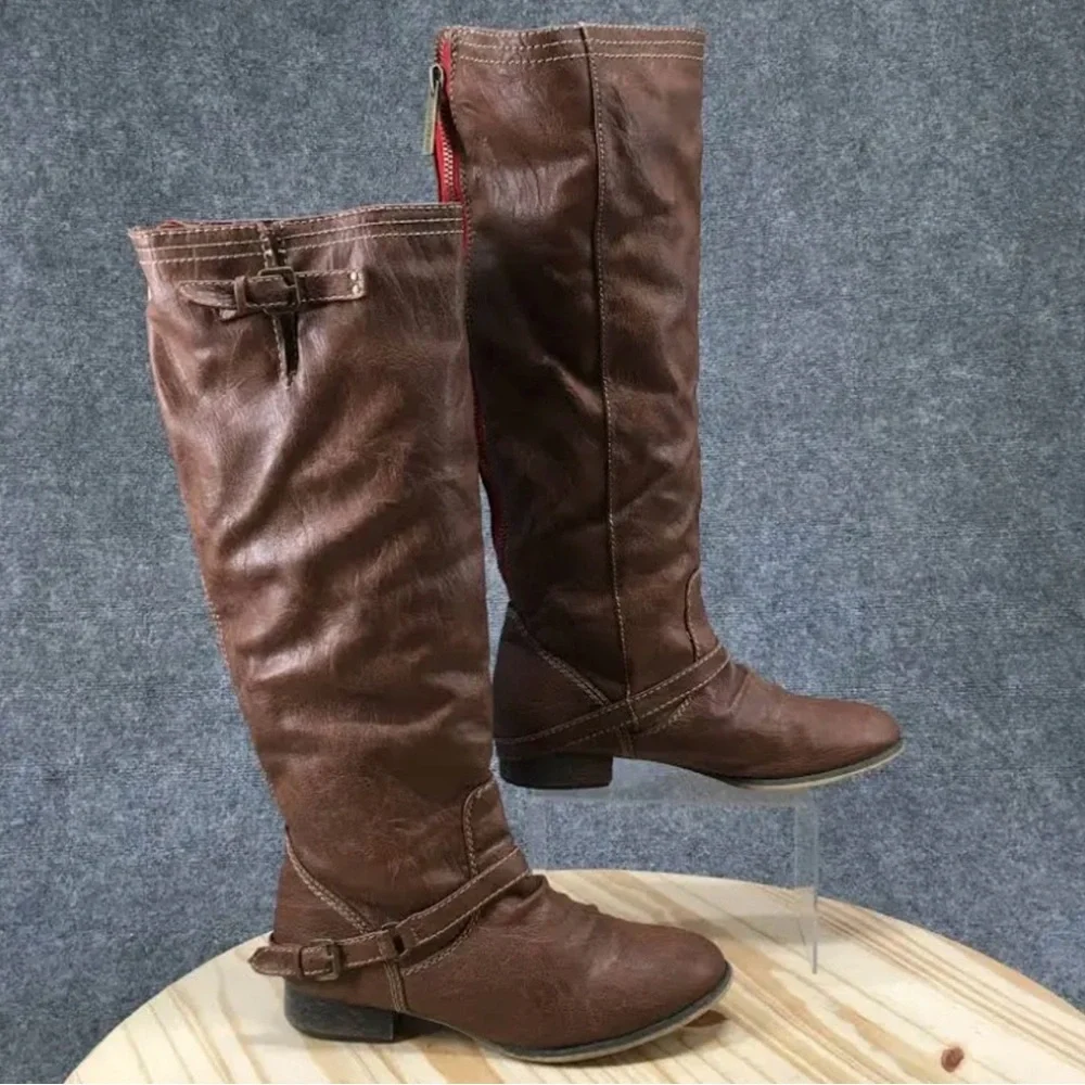 Breckelles Cognac Brown Over-The-Knee Riding Boots